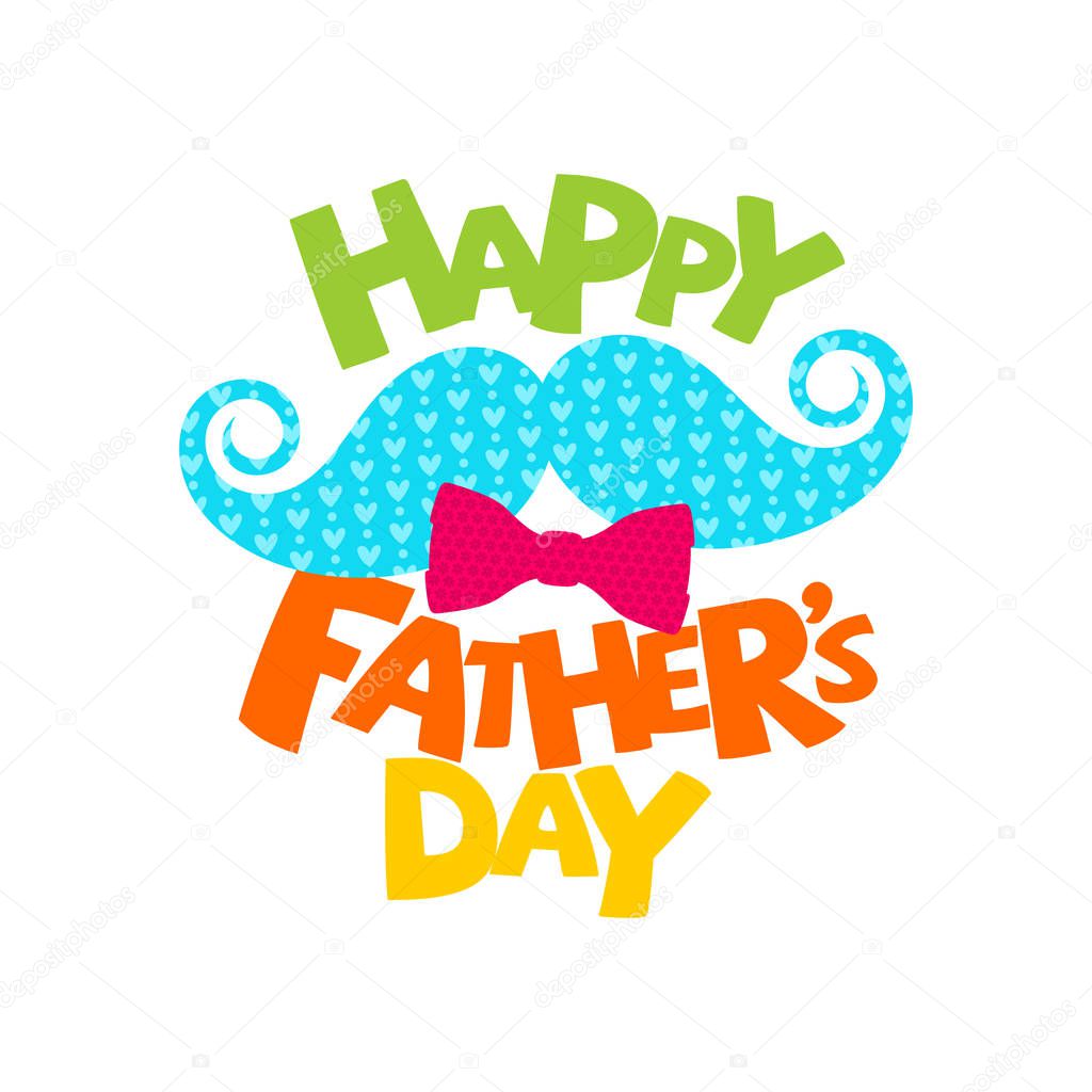 Typography and lettering with designer colored elements and silhouettes for a happy father's day
