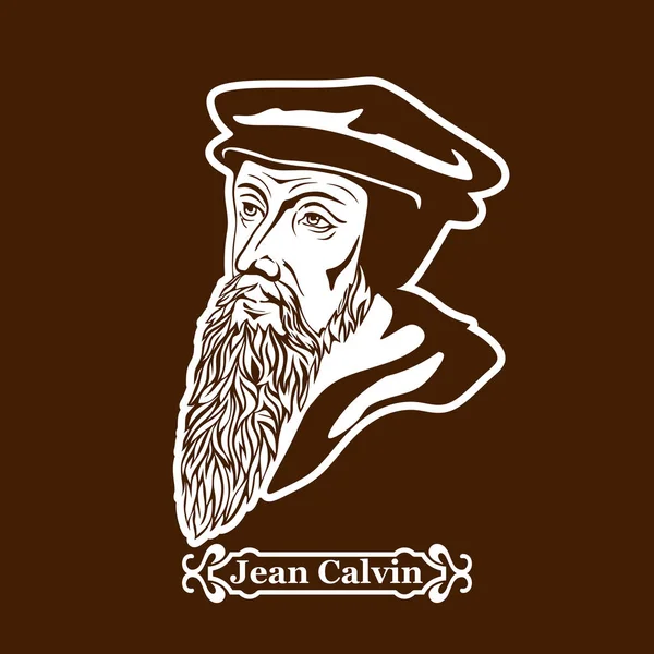 Jean Calvin. Protestantismo. Líderes da Reforma Europeia . — Vetor de Stock
