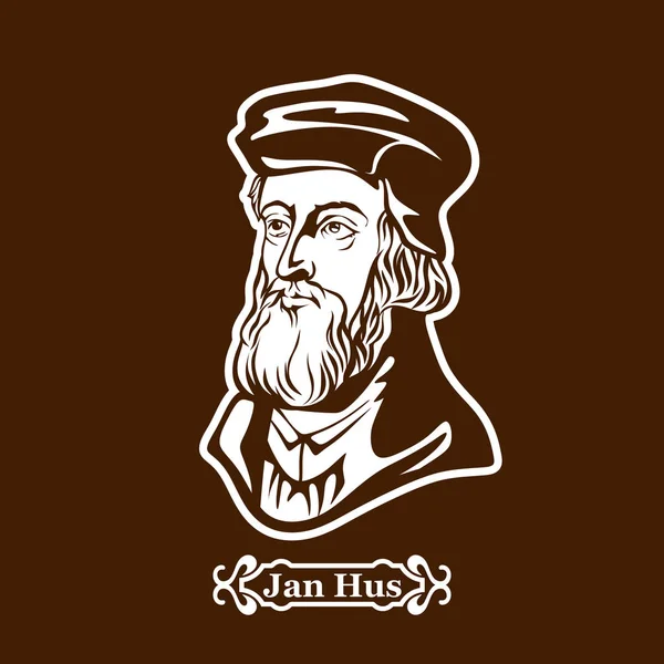 Jan Hus. Protestantyzm. Przywódcy europejskich reformacji. — Wektor stockowy