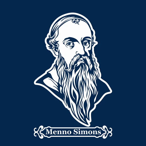 Menno Simons. Le protestantisme. Les dirigeants de la Réforme européenne . — Image vectorielle