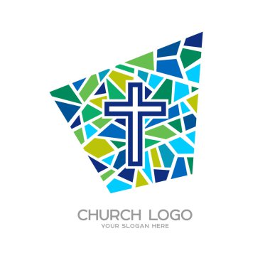 Kilise logosunu görmeniz gerekir. Hıristiyan sembolleri. Cross İsa Mesih ve mozaik
