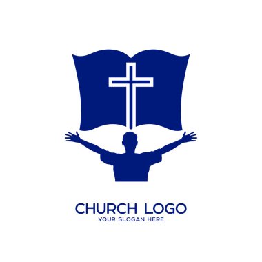 Kilise logosunu görmeniz gerekir. Hıristiyan sembolleri. İsa Mesih tapan bir adam