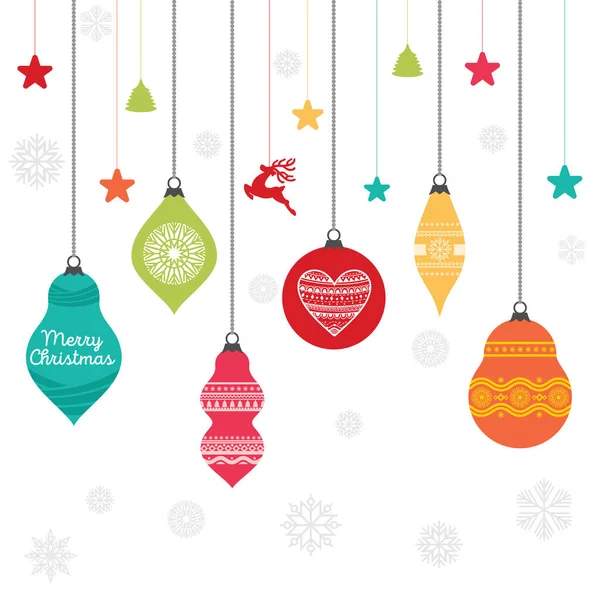 Conjunto Bolas Natal Com Ornamentos Elementos Design Decorativo — Vetor de Stock