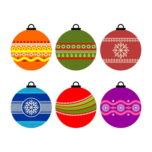 Conjunto Bolas Natal Com Ornamentos Elementos Design Decorativo — Vetor de Stock