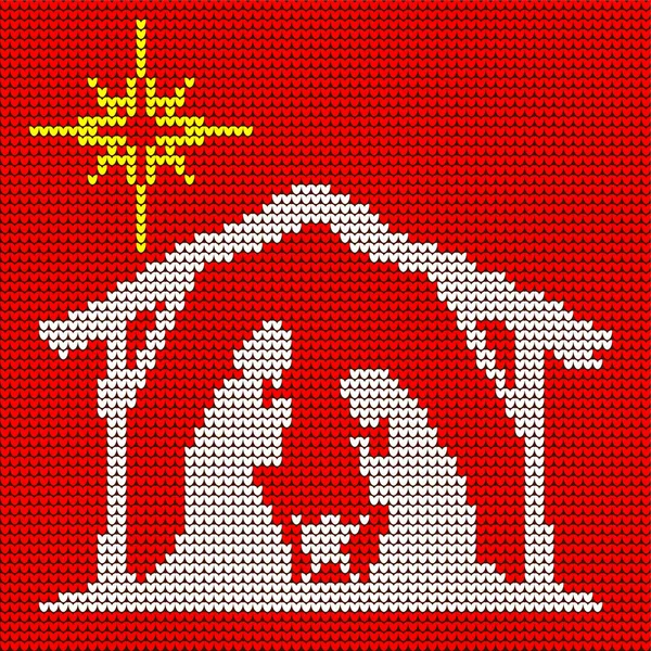 Strickmuster Mary Josep Und Der Kleine Jesus Weihnachtsszene Der Geburt — Stockvektor