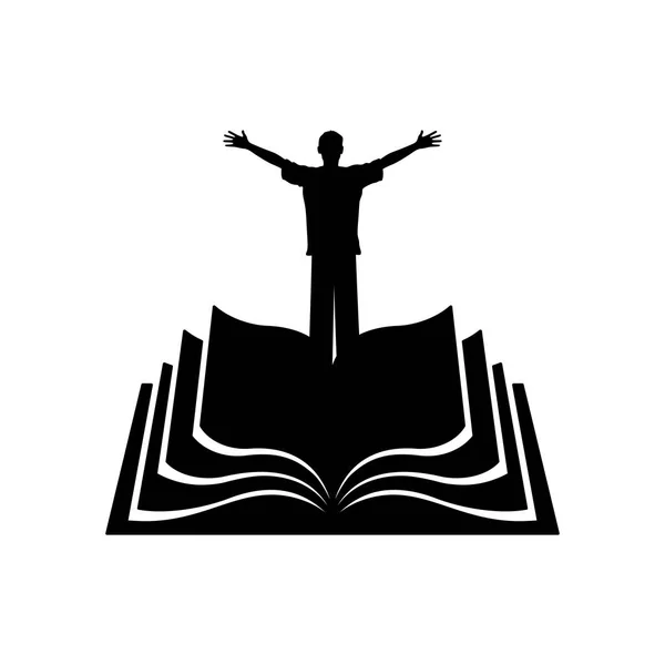 Ilustración Cristiana Hombre Fondo Biblia — Vector de stock