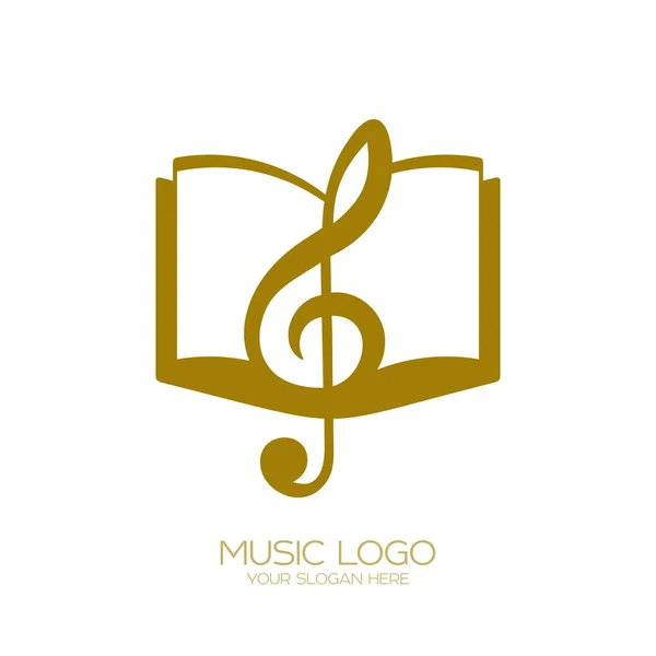 Muziek Logo Treble Clef Boek — Stockvector