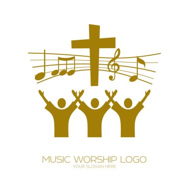 Müzik logosunu görmeniz gerekir. Hıristiyan sembolleri. Müminler İsa'Tanrı ' nın yüceltilmesi bir şarkı