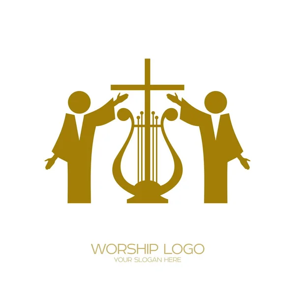 Muziek Logo Christelijke Symbolen God Aanbidden — Stockvector