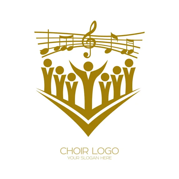 Logo Musical Des Symboles Chrétiens Les Croyants Jésus Chantent Cantique — Image vectorielle