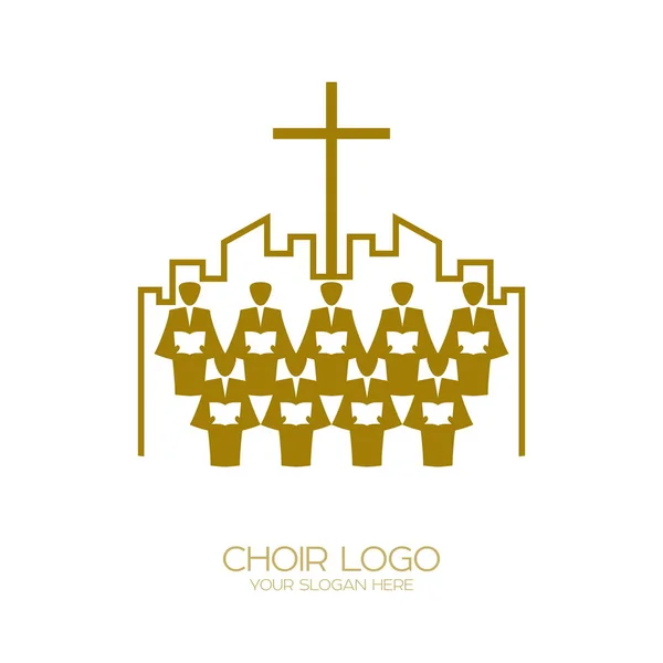 Musik Logo Christliche Symbole Die Kirche Gottes Singt Jesus Christus — Stockvektor