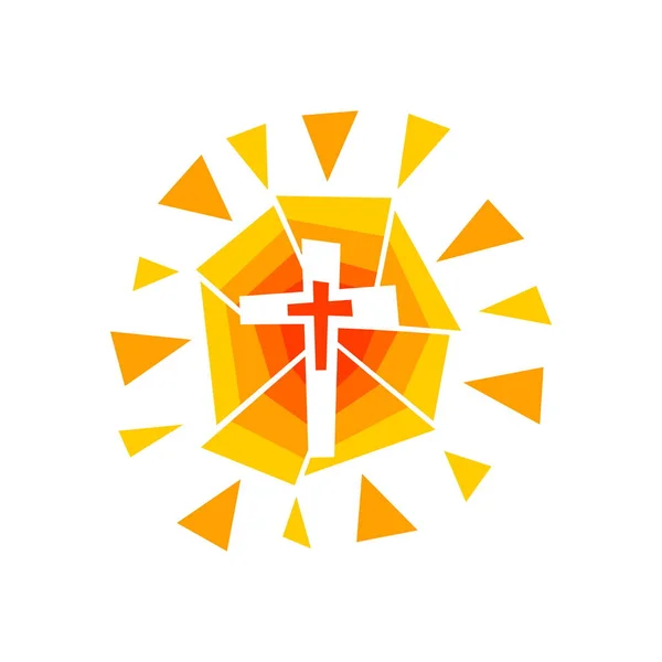 Logo Das Leuchtende Kreuz Des Jesuschristen — Stockvektor