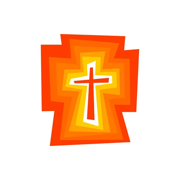 Logo Shining Cross Jesus Christ — Stock Vector