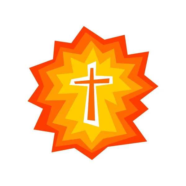 Logo Cruz Luminosa Jesucristo — Vector de stock