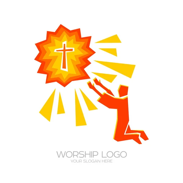 Ілюстрація Людина Поклоняється Ісуса Христа — стоковий вектор
