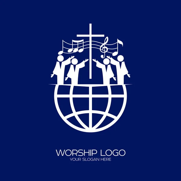 Музика Логотип Християнські Символи Люди Всіх Народів Національностей Пісенька Про — стоковий вектор