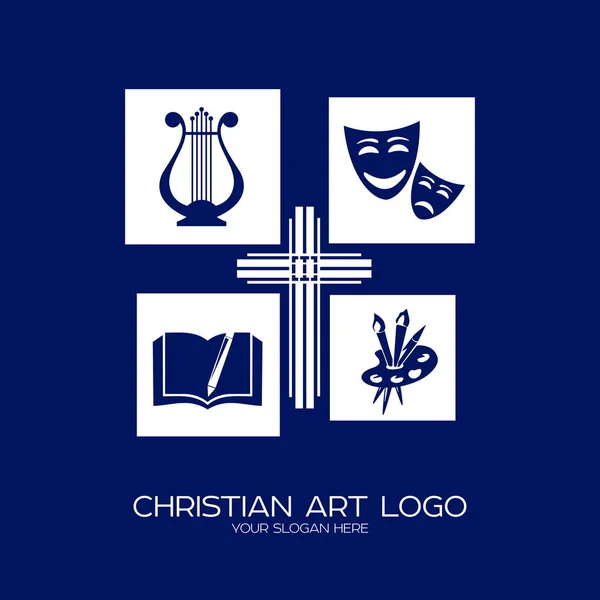 Logotipo Del Equipo Creativo Cristiano Realizando Producciones Teatrales Poemas Musicales — Vector de stock