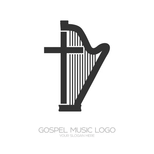 Μουσικό Λογότυπο Άρπα Και Σταυρό — Διανυσματικό Αρχείο