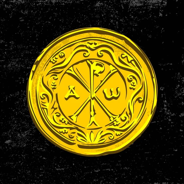 Стародавні Християнських Символом Ісуса Христа Альфа Омега — стоковий вектор