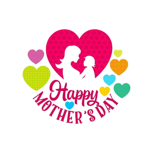 Typography Lettering Design Elements Silhouettes Happy Mother Day — Stock Vector