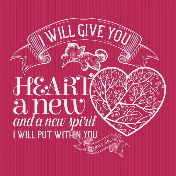 Christian Print Give You Heart New New Spirit — Stock Vector