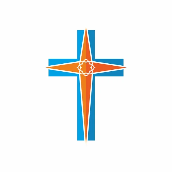 Logo Van Kerk Het Kruis Van Jezus Christus Een Symbool — Stockvector