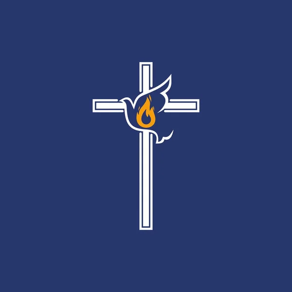 Logo Église Croix Colombe Volante Esprit Dieu — Image vectorielle