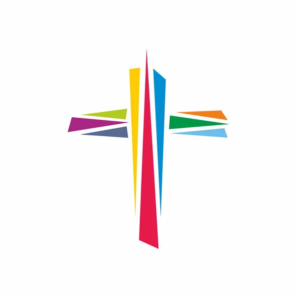 Logo Iglesia Cruz Jesucristo Símbolo Muerte Victoria Sobre Pecado — Vector de stock
