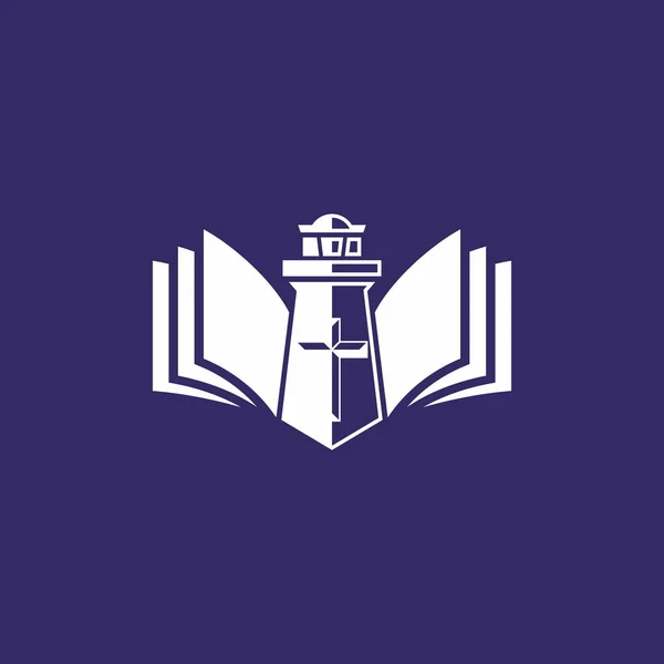 Logo Kościoła Latarnia Morska Boga Pismo Święte — Wektor stockowy