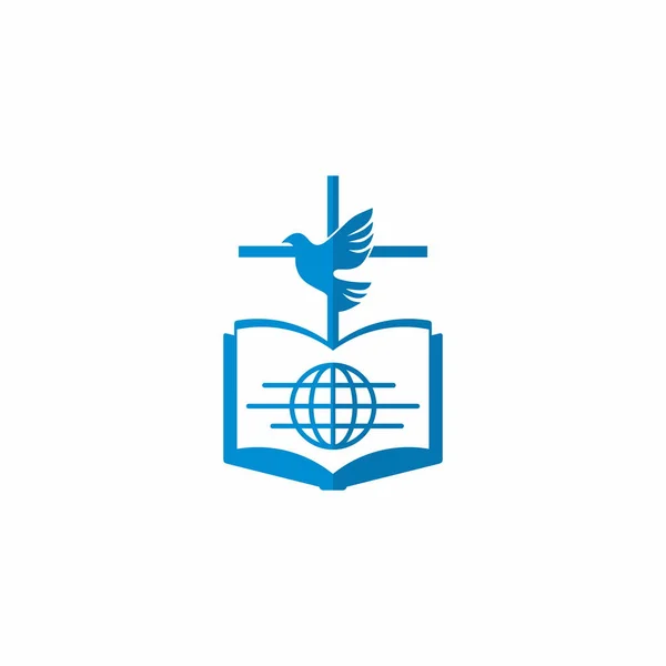 Logo Église Église Christ Avec Une Fondation Biblique — Image vectorielle