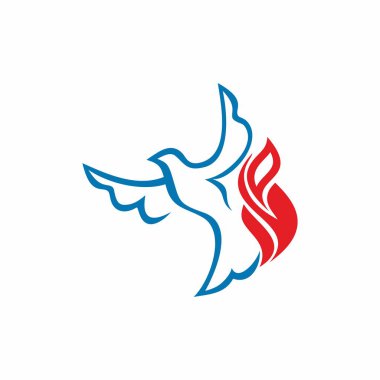 Kilise logosunu görmeniz gerekir. Güvercin ve alev Tanrı'nın ruhu sembolleridir