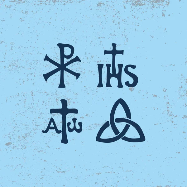 Symboles Signes Chrétiens Anciens — Image vectorielle