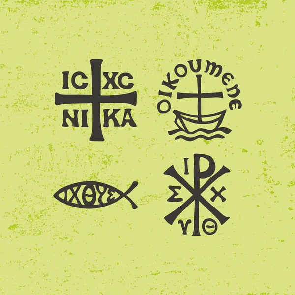 Simboluri Semne Creștine Antice — Vector de stoc