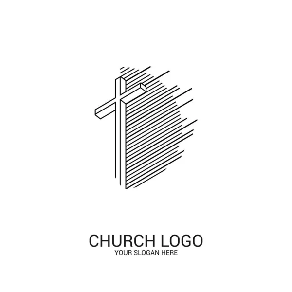 Logo Van Kerk Christelijke Symbolen Kruis Van Heer Heiland Jezus — Stockvector