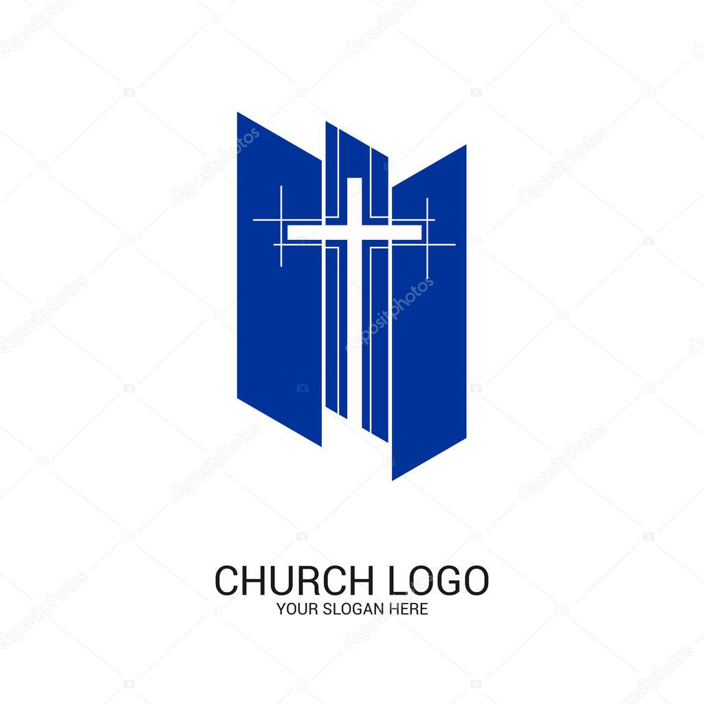 Church logo. Christian symbols. Cross of the Lord and Savior Jesus Christ