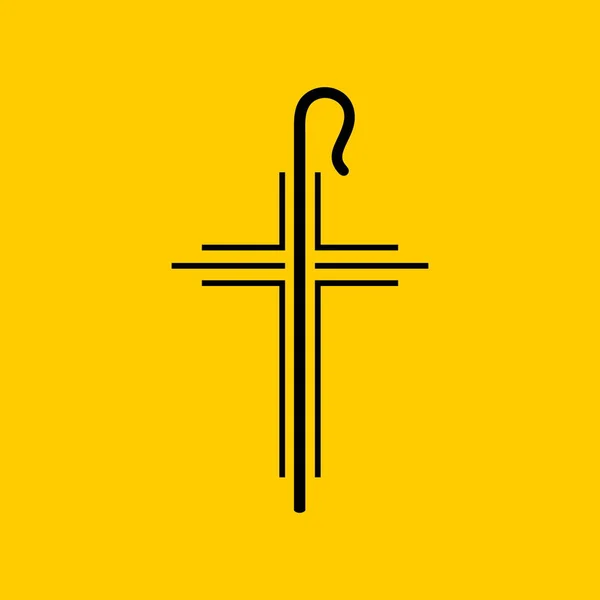 Christian symbols. The cross of Jesus and the shepherds staff.