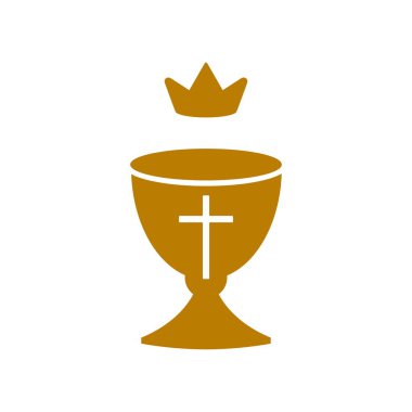 Hristiyan sembolleri. Komünyon kadehi ve İsa 'nın tacı..