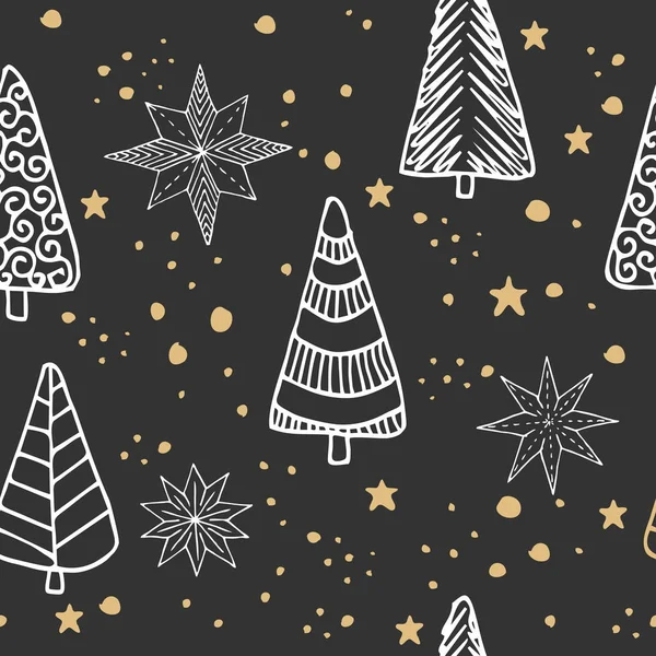 Beautiful Seamless Christmas Winter Pattern Drawn Hand Many Festive Elements — Gratis stockfoto
