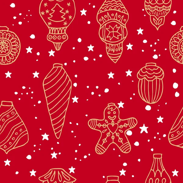 Beautiful Seamless Christmas Winter Pattern Drawn Hand Many Festive Elements — Gratis stockfoto