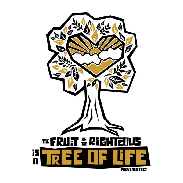 Křesťanská Typografie Písmo Ilustrace Ovoce Spravedlivých Strom Života — Stockový vektor
