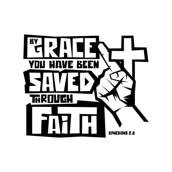 Christian Typography Lettering Illustration Grace You Have Been Saved Faith — Stock vektor