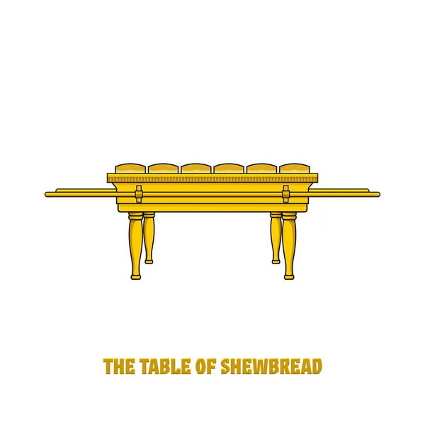 ソロモンの幕屋と神殿でパンのテーブルを提供します ユダヤ教の儀式における儀式的対象 — ストックベクタ