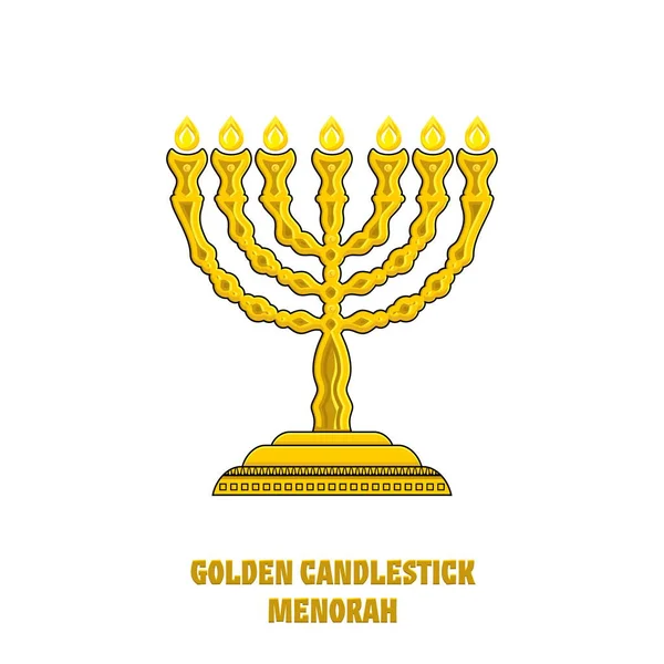 ソロモンの神殿である幕屋の中のメノア メノラ ユダヤ教の儀式用ランプ — ストックベクタ