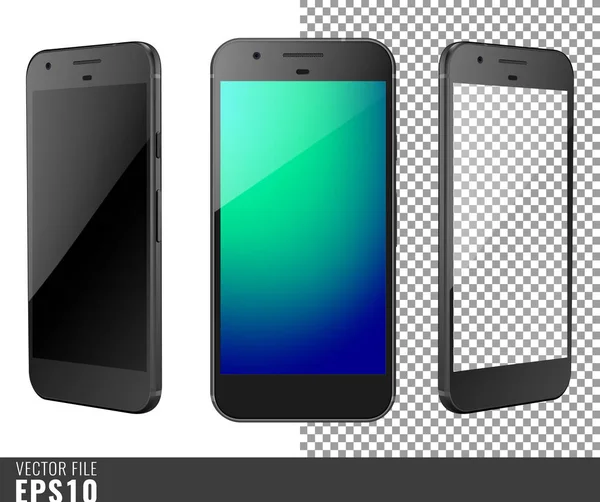 Mockup del telefono vettoriale, design realistico, isolato su sfondo pixel. Modello di smartphone per il business e l'intrattenimento — Vettoriale Stock