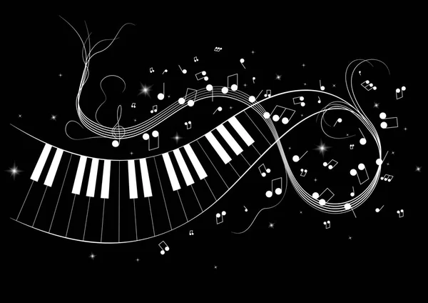 Vektör çizim görüntü poster piyano tuşları ve melodi notları