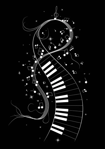 Vektoros illusztráció kép poszter zongora billentyűk és a jegyzetek dallam — Stock Vector
