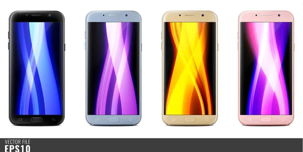 Gerçekçi vektör mock-up set yeni nesil akıllı telefon 3d