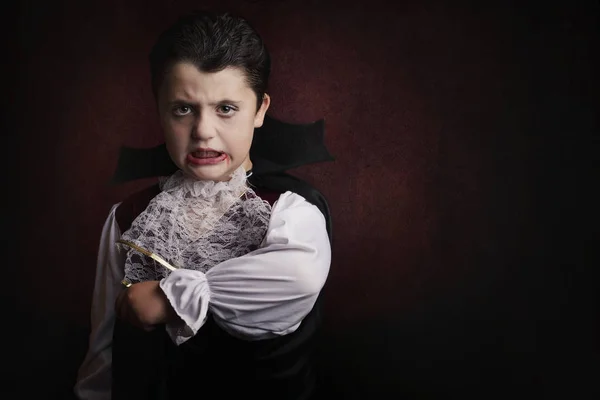 Boy in Halloween. Boy dressed as a vampire . — Stock Photo, Image