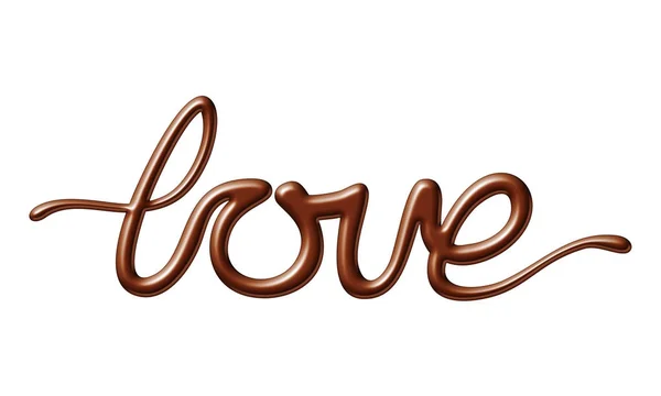 Sütlü çikolata aşk kelime izole beyaz arka plan üzerinde. Sevgililer günü