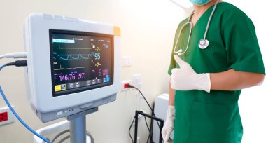 EKG Monitor for Healthcare and medical concept. Medicine doctor with stethoscope